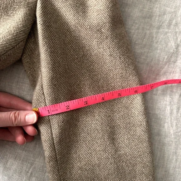 Zara mid-length tweed herringbone wool winter coat - long, oatmeal brown - Picture 13 of 16